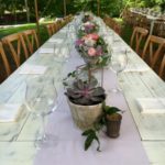 Setting the tables for a wedding dinner